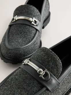 Next Grey Forever Comfort® Trim Hardware Round Toe Loafers