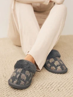 Next Grey Hamish Suede Mule Slippers