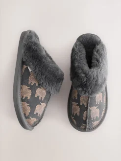 Next Grey Hamish Suede Mule Slippers