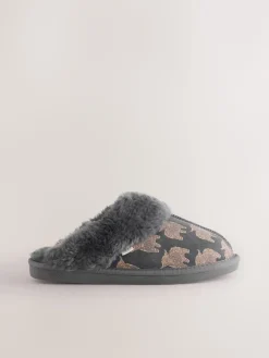 Next Grey Hamish Suede Mule Slippers