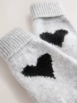 Next Grey Heart Knitted Gloves