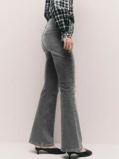 Next High Rise Stretch Flare Jeans Grey Clearance