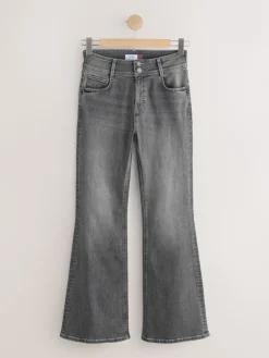 Next High Rise Stretch Flare Jeans Grey Clearance