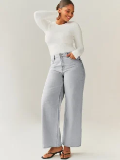 Next Hourglass Wide Leg Jeans Grey New