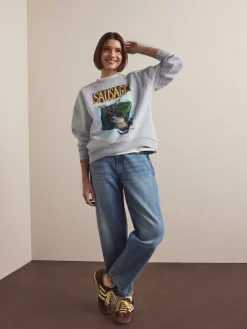 Next Grey License Frankie Thorpe Sausage Dog Graphic Sweatshirt Clearance