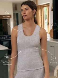 Next Thermal Maximum Warmth Cosy Pointelle Vest Grey Marl Best
