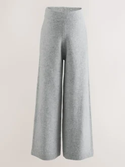Next Grey Maternity Knitted Wide Leg Trousers New