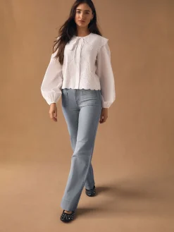 Next Patch Pocket Wide Leg Jeans Grey Outlet