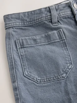 Next Patch Pocket Wide Leg Jeans Grey Outlet