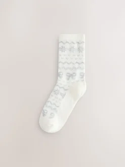 Next Grey Pretty Fairisle Pattern Wool Blend Ankle Socks 2 Pack Sale