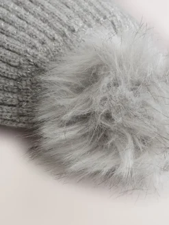 Next Grey Rib Knit Pom Hat Discount