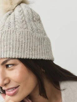 Next Grey Sparkle Knitted Pom Hat Sale