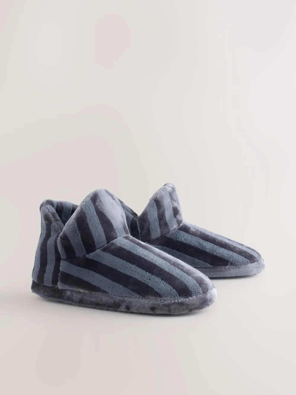 Next Boot Slippers Grey Stripe New