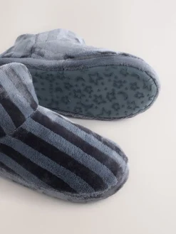 Next Boot Slippers Grey Stripe New