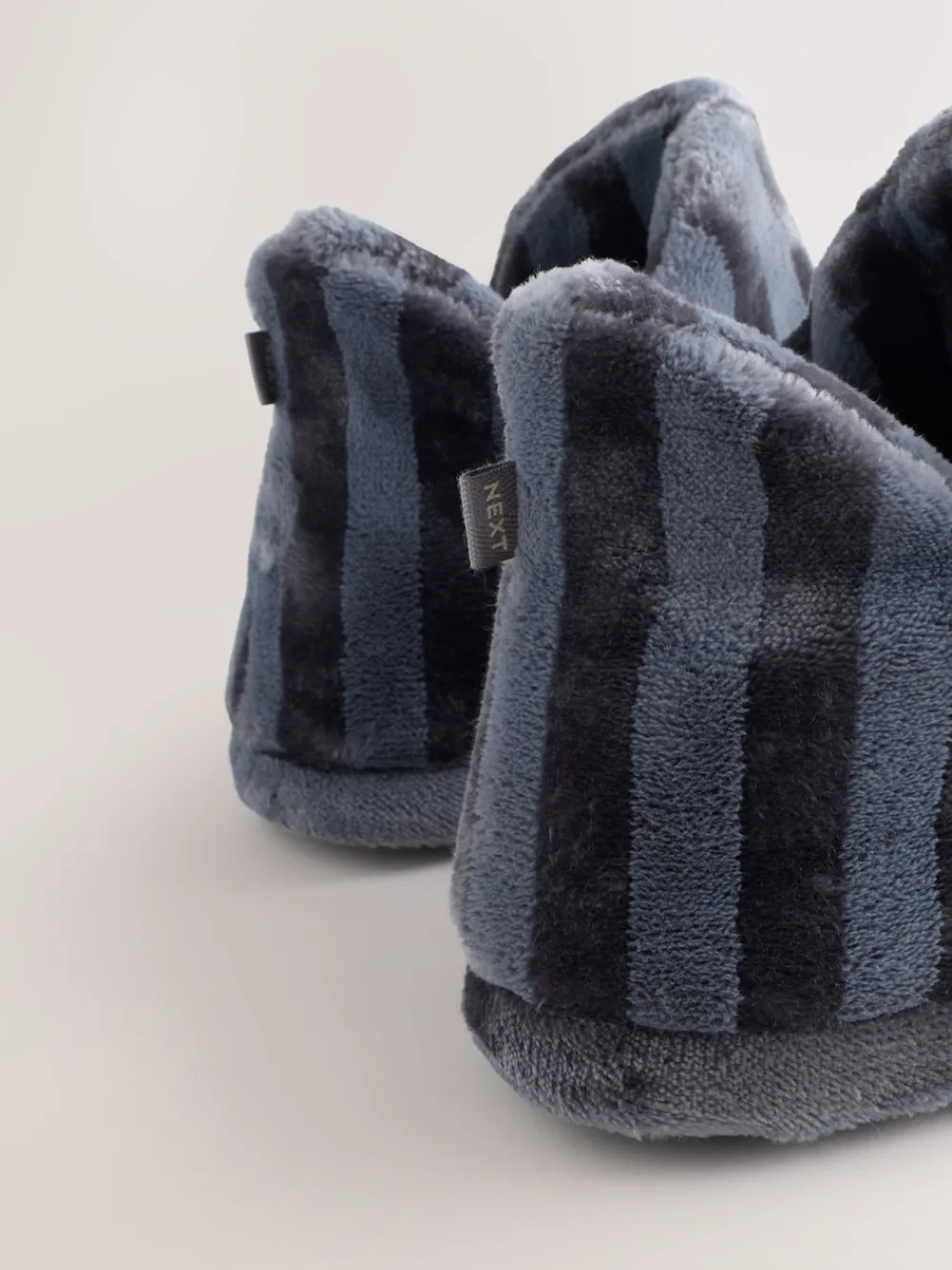 Next Boot Slippers Grey Stripe New