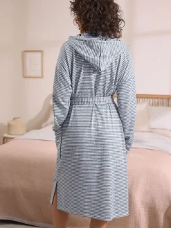 Next Cosy Lightweight Dressing Gown Grey Stripe Best