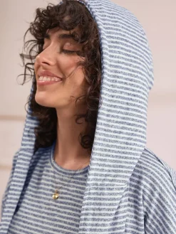 Next Cosy Lightweight Dressing Gown Grey Stripe Best