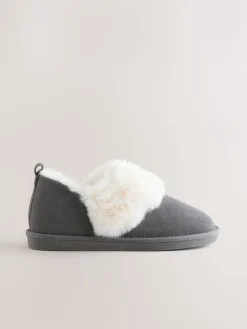 Next Suede Shoot Slippers Grey Outlet