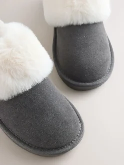 Next Suede Shoot Slippers Grey Outlet