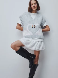 Next Knitted Tank Grey Swan Scene Outlet
