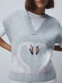 Next Knitted Tank Grey Swan Scene Outlet