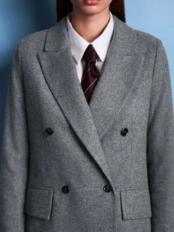 Next Tabitha Simmons X Wool Blend Double Breasted Blazer Grey Sale