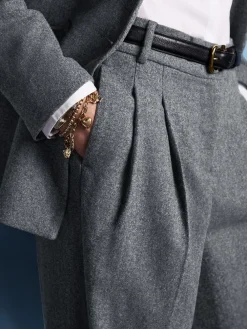 Next Tabitha Simmons X Wool Blend Wide Leg Trousers Grey New