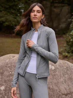 Next Thermal Soft Touch Zip-Up Long Sleeve Top Grey New