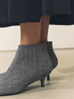 Next Forever Comfort® Kitten Heel Ankle Boots Grey Tweed Hot