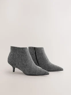 Next Forever Comfort® Kitten Heel Ankle Boots Grey Tweed Hot