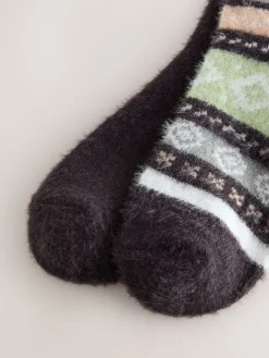 Next Grey/Pastel Fairisle Superhairy Cosy Socks 2 Pack Best