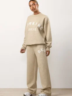 Gym King Brown Restore Knit Straight Leg Joggers Hot