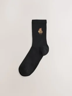 Next Hamish The Highland Cow / Tulips Embroidered Motif Ankle Socks 4 Pack Outlet