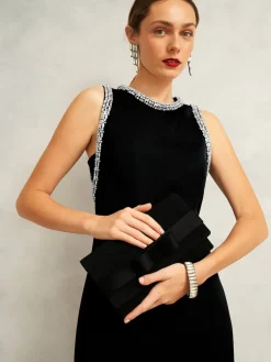 Hobbs Black Renata Bow Velvet Clutch Best