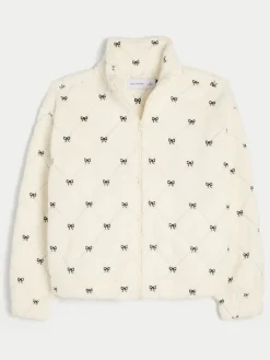 Hollister Gilly Hicks Embroidered Full Zip Sweatshirt White Hot