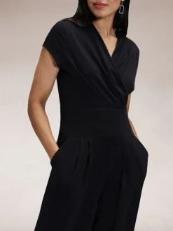 Hot Squash Black Cap Sleeved Wide Leg Jumpsuit Clearance