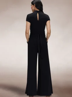 Hot Squash Black Cap Sleeved Wide Leg Jumpsuit Clearance
