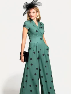 Hot Squash Green Jersey Wide Leg Jumpsuit Hot
