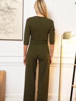 Hot Squash Green Smart Scuba Jumpsuit with Buttons Discount