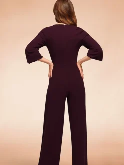 Hot Squash Ruched Jumpsuit with Sleeves Purple Best