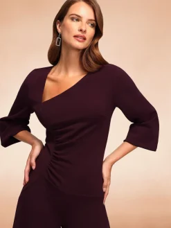 Hot Squash Ruched Jumpsuit with Sleeves Purple Best