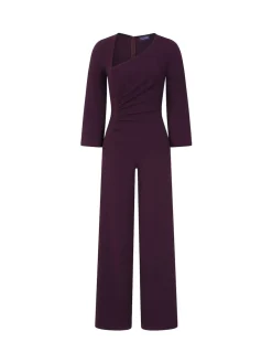 Hot Squash Ruched Jumpsuit with Sleeves Purple Best
