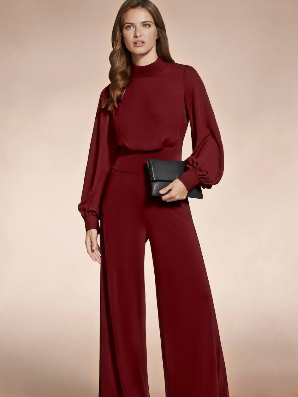 Hot Squash Wide Leg Jumpsuit with Blouson Sleeve Red Online