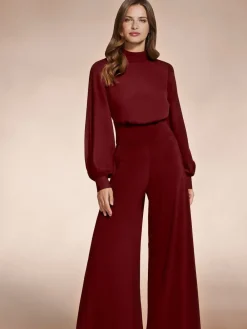 Hot Squash Wide Leg Jumpsuit with Blouson Sleeve Red Online
