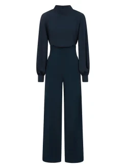 Hot Squash HotSquash Wide Leg Jumpsuit With Blouson Sleeve Blue Outlet