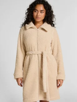 Hunkemoller Cream Fleece Zip Bathrobe Online