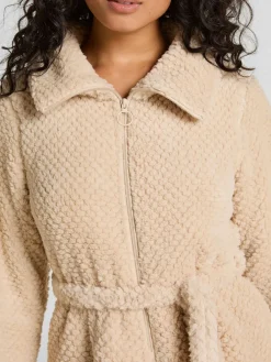 Hunkemoller Cream Fleece Zip Bathrobe Online