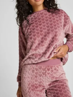 Hunkemoller Purple Fleece Heart Pyjamas Set Outlet