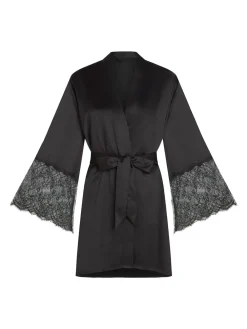 Hunkemoller Satin Kimono Black Robe Hot