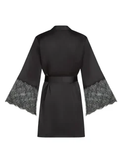 Hunkemoller Satin Kimono Black Robe Hot